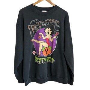 VTG 90s Betty Boop Halloween Sweatshirt Adult XL Trick or Treat Crewneck Boo